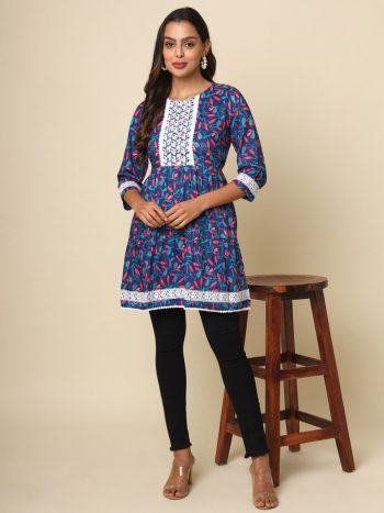 DAILY WEAR  COTTON DIGITAL PRINT ONLY TOP BLUE
