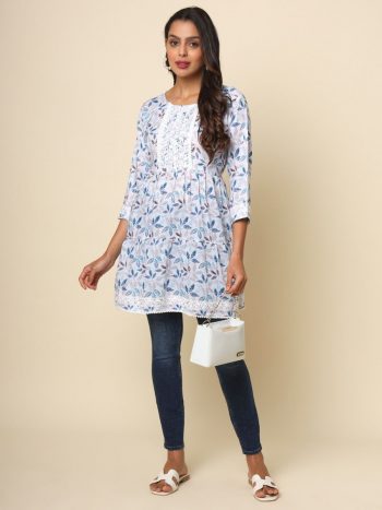 DAILY WEAR  COTTON DIGITAL PRINT ONLY TOP WHITE