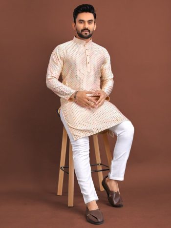 TRADITIONAL SILK WITH SEQUENCE WORK MEN'S KURTA WITH PAYJAMA