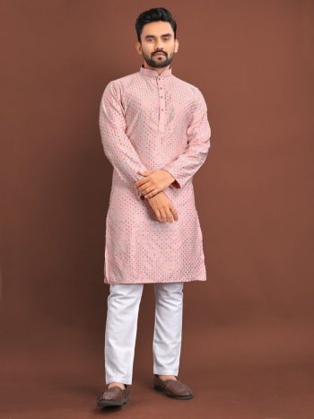 TRADITIONAL SILK WITH SEQUENCE WORK MEN'S KURTA WITH PAYJAMA