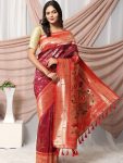 ATARCTIVE BANARASI SILK GOLD ZARI WEAVING WORK SAREE WITH UNSTITCHED BLOUSE PARTY WEAR WHOLESALE PRICE ETHNIC GARMENT (5)