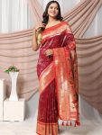 ATARCTIVE BANARASI SILK GOLD ZARI WEAVING WORK SAREE WITH UNSTITCHED BLOUSE PARTY WEAR WHOLESALE PRICE ETHNIC GARMENT (5)