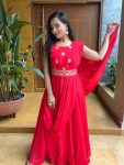 ATTARACTIVE PURE CHINON EMBROIDERY LACE WORK GOWN ATTACHED DUPATTA WITH JACKET BELT FESTIVAL WEAR WHOLESALE PRICE ETHNIC GARMENT (6)