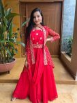 ATTARACTIVE PURE CHINON EMBROIDERY LACE WORK GOWN ATTACHED DUPATTA WITH JACKET BELT FESTIVAL WEAR WHOLESALE PRICE ETHNIC GARMENT (6)