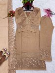 ATTRACTIVE CHANDERI SILK WITH EMBROIDERY SEQUENCE WORK TOP PANT WITH DUPATTA FESTIVAL WEAR WHOLESALE PRICE ETHNIC GARMENT (1)