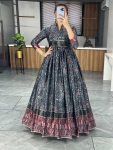 ATTRACTIVE CHINON FLORAL PRINT WORK READY TO WEAR GOWN FESTIVAL WEAR WHOLESALE PRICE ETHNIC GARMENT (2)