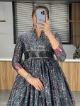 ATTRACTIVE CHINON FLORAL PRINT WORK READY TO WEAR GOWN FESTIVAL WEAR WHOLESALE PRICE ETHNIC GARMENT (2)