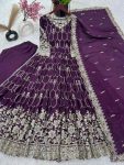 ATTRACTIVE CHINON SILK EMBROIDERY SEQUENCE WORK GOWN PENT WITH DUPATTA WEDDING WEAR WHOLESALE PRICE ETHNIC GARMENT (2)