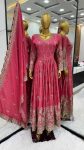 ATTRACTIVE CHINON SILK EMBROIDERY SEQUENCE WORK GOWN PENT WITH DUPATTA WEDDING WEAR WHOLESALE PRICE ETHNIC GARMENT (3)