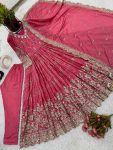 ATTRACTIVE CHINON SILK EMBROIDERY SEQUENCE WORK GOWN PENT WITH DUPATTA WEDDING WEAR WHOLESALE PRICE ETHNIC GARMENT (3)