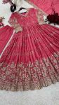 ATTRACTIVE CHINON SILK EMBROIDERY SEQUENCE WORK GOWN PENT WITH DUPATTA WEDDING WEAR WHOLESALE PRICE ETHNIC GARMENT (3)