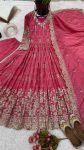 ATTRACTIVE CHINON SILK EMBROIDERY SEQUENCE WORK GOWN PENT WITH DUPATTA WEDDING WEAR WHOLESALE PRICE ETHNIC GARMENT (3)