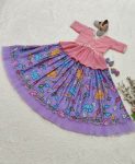 ATTRACTIVE CHINON SILK PRINTED AND EMBROIDERY WORK KIDS LEHENGA WITH TOP FESTIVAL WEAR WHOLESALE PRICE ETHNIC GARMENT (6)