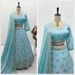 ATTRACTIVE CHINON SILK SEQUENCE EMBROIDERY WORK LEHENGA CHOLI WITH DUPATTA WEDDING WEAR WHOLESALE PRICE ETHNIC GARMENT (3)