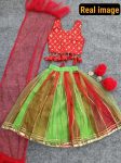 ATTRACTIVE CREPE AND NET PAPER MIRROR AND EMBROIDERY WORK KIDS LEHENGA CHOLI WITH DUPATTTA FESTIVAL WEAR BEST PRICE TEXTILE GARMENT (3)