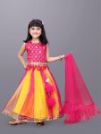 ATTRACTIVE CREPE AND NET PAPER MIRROR AND EMBROIDERY WORK KIDS LEHENGA CHOLI WITH DUPATTTA FESTIVAL WEAR BEST PRICE TEXTILE GARMENT (7)