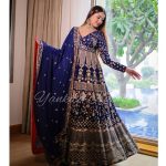 ATTRACTIVE GEORGETTE EMBROIDERY SEQUENCE WORK GOWN BOTTOM WITH DUPATTA WEDDING WEAR WHOLESALE PRICE ETHNIC GARMENT (6)