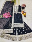 ATTRACTIVE GEORGETTE EMBROIDERY SEQUENCE WORK TOP SHARARA WITH DUPATTA FESTIVAL WEAR WHOLESALE PRICE ETHNIC GARMENT (8)