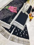 ATTRACTIVE GEORGETTE EMBROIDERY SEQUENCE WORK TOP SHARARA WITH DUPATTA FESTIVAL WEAR WHOLESALE PRICE ETHNIC GARMENT (8)