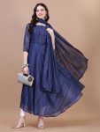 ATTRACTIVE GEORGETTE SILVER WEAVING LINING GOWN WITH DUPATTA  BLUE