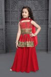 ATTRACTIVE HEAVY CREPE EMBROIDERY WORK KIDS TOP PALAZZO WITH DUPATTA WEDDING WEAR WHOLESALE PRICE ETHNIC GARMENT (5)