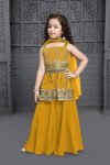 ATTRACTIVE HEAVY CREPE EMBROIDERY WORK KIDS TOP PALAZZO WITH DUPATTA WEDDING WEAR WHOLESALE PRICE ETHNIC GARMENT (6)