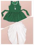 ATTRACTIVE HEAVY CREPE POM POM BORDER WORK KIDS TOP WITH DHOTI FESTIVAL WEAR WHOLESALE PRICE THNIC GARMENT (3)