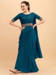 ATTRACTIVE HEAVY GEORGETTE SAREE WITH UNSTITCHED BOLUSE WITH BELT PARTY WEAR WHOLESALE PRICE ETHNIC GARMENT (3)