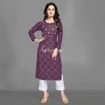 ATTRACTIVE HEAVY RAYON BADHANI PRINT WORK READY TO WEAR ONLY KURTI CASUAL WEAR WHOLESALE PRICE ETHNIC GARMENT (4)