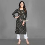 ATTRACTIVE HEAVY RAYON BADHANI PRINT WORK READY TO WEAR ONLY KURTI CASUAL WEAR WHOLESALE PRICE ETHNIC GARMENT (8)