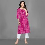 ATTRACTIVE HEAVY RAYON BANDHNI PRINT WORK WOMENS KURTI ONLY CASUAL WEAR WHOLESALE PRICE ETHNIC GARMENT (10)