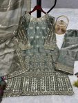 ATTRACTIVE JIMMY CHOO SILK EMBROIDERY SEQUENCE WORK TOP BOTTOM WITH DUPATTA FESTIVAL WEAR WHOLESALE PRICE ETHNIC GARMENT (2)