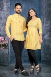 ATTRACTIVE LINEN COTTON WEAVING THREAD WORK COUPLE COMBO COUPLE WEAR WHOLESALE PRICE ETHNIC GARMENT (3)