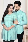 ATTRACTIVE LINEN COTTON WEAVING THREAD WORK COUPLE COMBO COUPLE WEAR WHOLESALE PRICE ETHNIC GARMENT (8)