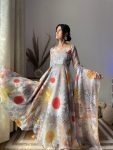 ATTRACTIVE ORGANZA TABBY SILK DIGITAL PRINT WORK GOWN WITH DUPATTA FESTIVAL WEAR WHOLESALE PRICE ETHNIC GARMENT (15)