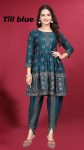 ATTRACTIVE RAYON FOIL PRINT WORK TOP WITH DHOTI FESTIVAL WEAR WHOLESALE PRICE ETHNIC GARMENT (1)