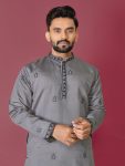 ATTRACTIVE ROMAN SILK MOTI HAND WORK MENS KURTA WITH PAJAMA BEST PRICE TEXTILE GARMENT (2)