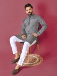 ATTRACTIVE ROMAN SILK MOTI HAND WORK MENS KURTA WITH PAJAMA BEST PRICE TEXTILE GARMENT (2)