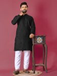 ATTRACTIVE ROMAN SILK MOTI HAND WORK MENS KURTA WITH PAJAMA BEST PRICE TEXTILE GARMENT (4)