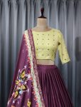 ATTRACTIVE SOFT BUTTER SILK DIGITAL PRINT AND REAL MIRROR WORK LEHENGA CHOLI WITH DUPATTA FESTIVAL WEAR BEST PRICE TEXTILE GARMENT (3)