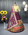 ATTRACTIVE SOFT BUTTER SILK DIGITAL PRINT AND REAL MIRROR WORK LEHENGA CHOLI WITH DUPATTA FESTIVAL WEAR BEST PRICE TEXTILE GARMENT (3)