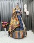 ATTRACTIVE SOFT BUTTER SILK DIGITAL PRINT AND REAL MIRROR WORK LEHENGA CHOLI WITH DUPATTA FESTIVAL WEAR WHOLESALE PRICE ETHNIC GARMENT (5)