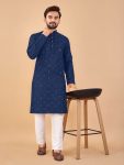 ATTRACTIVE SOFT COTTON EMBROIDERY MIRROR WORK MENS KURTA WITH PAJAMA FESTIVAL WEAR WHOLESALE PRICE ETHNIC GARMENT (6)