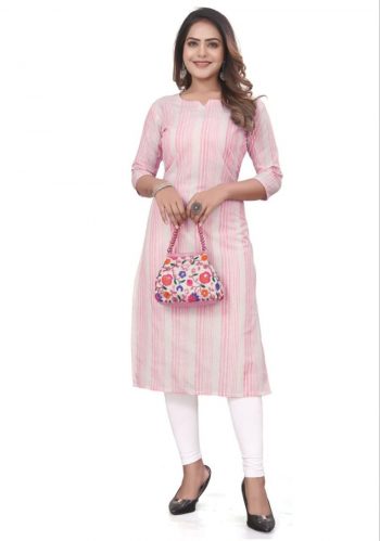 ATTRACTIVE SOUTH COTTON LINING WITH ZARI WORK READY TO WEAR KURTI BABY PINK