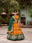 ATTRACTIVE TUSSAR SILK FORAL PRINT WITH FOIL WORK LEHENGA BLOUSE WITH DUPATTA FESTIVAL WEAR WHOLESALE PRICE ETHNIC GARMENT (1)