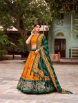 ATTRACTIVE TUSSAR SILK FORAL PRINT WITH FOIL WORK LEHENGA BLOUSE WITH DUPATTA FESTIVAL WEAR WHOLESALE PRICE ETHNIC GARMENT (1)