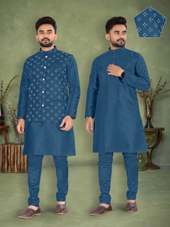 DESIGNER FORMAL WEAR MEN'S KURTA PAYJAMA WITH KOTI RAMA