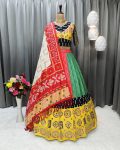 DESIGNER BITTER SILK DIGITAL PRINT WITH MIRROR WORK LEHENGA CHOLI WITH DUPATTA FESTIVAL WEAR WHOLESALE PRICE ETHNIC GARMENT (1)