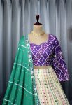 DESIGNER BUTTER SILK DIGITAL PRINT WITH MIRROR WORK LEHENGA CHOLI WITH DUPATTA PARTY WEAR WHOLESALE PRICE ETHNIC GARMENT (1)