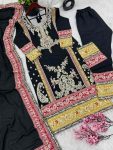 DESIGNER CHINON EMBROIDERY CODING SEQUENCE WORK TOP BOTTOM WITH DUPATTA PARTY WEAR WHOLESALE PRICE ETHNIC GARMENT (3)